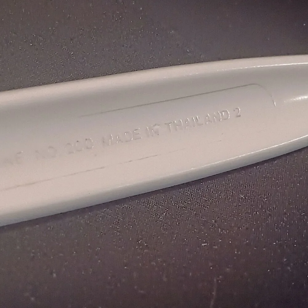 Vintage Mala Melamine Slotted Serving Spoon-White-1980s-Non Stick Safe-11.5